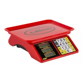 Noval Báscula comercial digital Noval ECO 15TN 20kg 100V/240V rojo 27 cm x 19 cm