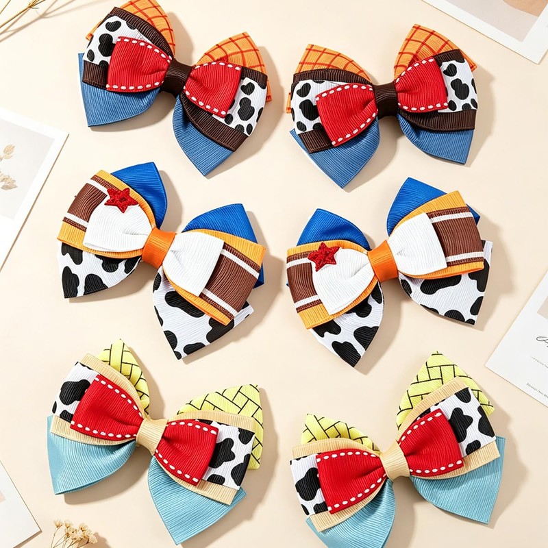 Danyarts 6 Pack Cowboy Hair Bows for Girls, Western Cowgirl