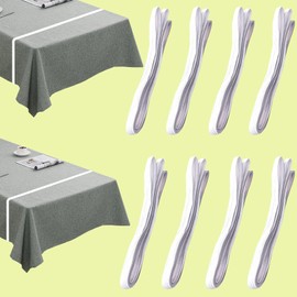 Table Bungees, Tablecloth Strap Band Elastic Band Clamps Grips Clips Shock Absorbent Tablecloth Cord to Hold Down Tables Cloth for Outdoor Wedding Kitchen Picnic Camping Party, 8 Pcs