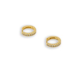 Estella Bartlett Pave Set Hoop Earrings with White CZ - Gold Plated