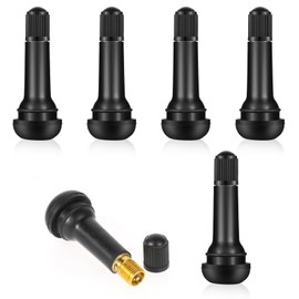 5Pcs Tubeless Valves, TR414 Car Tyre Valve, Black Metal Tubeless Valve Stems, Valve Stems for Tubeless Tires, Valve Stem Replacement Kit, Rubber Snap-in Tire Valve Stems for 0.453 Inch Rim Holes