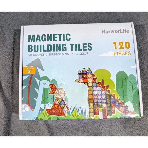 Harwor Magnetic Building Tiles 120 PCS - 3D Diamond Surface