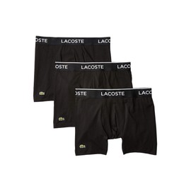 Lacoste Men's Cotton Stretch Essentials Boxer Briefs, 3-pack, Black with Black waistbands, XX-Large