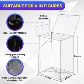 8 Pack Clear Protectors Case Compatible with Funko, 4" Pop Figures Case Protectors, Crystal Clear Display Cases for Collectibles with Locking Tab