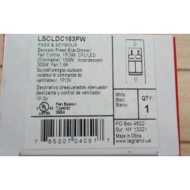 Pass & Seymour Legrand Pass & Seymour LSCLDC163PW Decorator Preset Slide Dimmer/Fan Control
