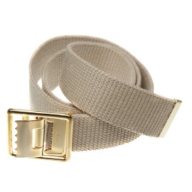 Jackster Inc Mens USMC/Marine Corps Military Grade Web Belt, Open Brass Belt Buckle - Khaki