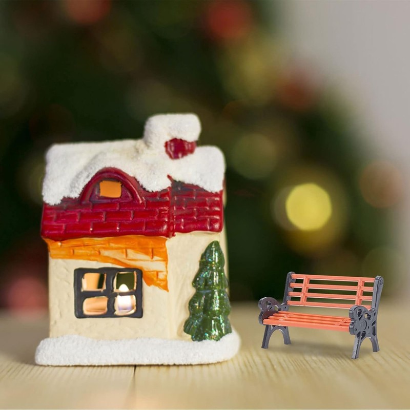 2 panchine in miniatura per casa delle bambole di Natale,