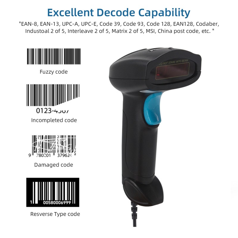 1D Barcode Scanner Handheld Wireless Bar Code Reader Manual Trigger/Auto