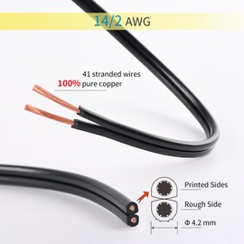 Lucky TL 14/2 Low Voltage Landscape Wire 50 Feet, 14 Gauge 2 Conductor, Outdoor Waterproof, Direct Buried Landscape Lighting Wire, Pure Copper Making (50FT)