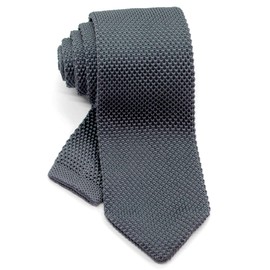 WANDM Men's Pointed Knit Tie Necktie Width 2.75 inches Washable Solid Color Neutral Medium Grey Gray