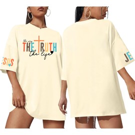 Christian Shirts for Women Bible Verse T-Shirt Jesus Religious Faithful Shirt Christ Crewneck Tee Top Apricot