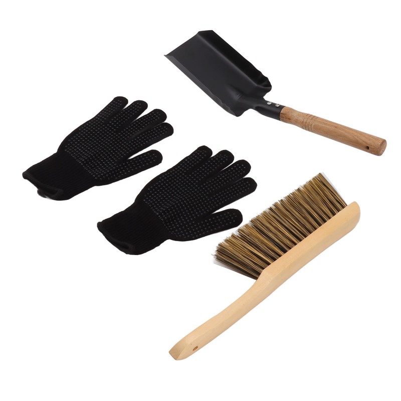 Fireplace Ash Shovel Brush Set Coal Hearth Clean Tools for
