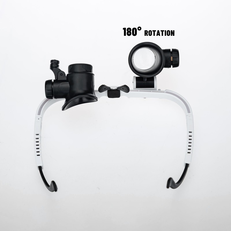 Loupe Magnifier Glasses Head Mount with LED Light Adjustable Glasses
