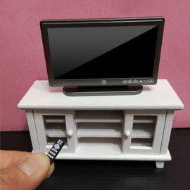 1:12 Miniature TV, Dollhouse Accessories, Miniature Furniture Decor, Model Children's Toy with Remote Controlled Dollhouse Decoration