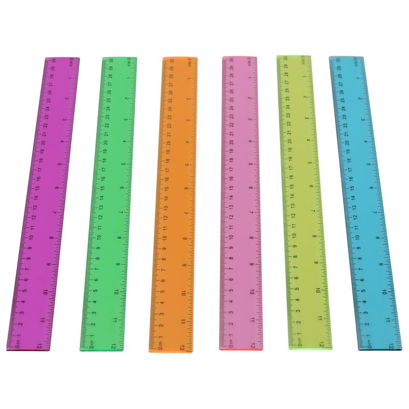 YUENPUN 60 PCS 12 Inch/30cm Colourful Plastic Ruler Bulk, Transparent