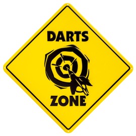 Large 35 x 35 cm Tin Sign, Embossed Decorative Sign for Darts Fans - Lets Play Darts - One Hundred and Eighty - Darts Zone