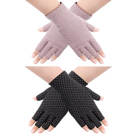 Qzakce Women's UV Sun Protection Gloves 2 Pairs Non-Slip Cycling Gloves Summer Thin Sun Gloves Riding Gloves for Girls Women Summer Outdoor Cycling Driving Golf