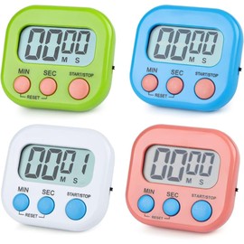 Digital timer, Kitchen timers for cooking, Magnetic Countdown Stopwatch, Count-up Timer with Stand, Countdown Clock with Loud Alarm & LCD Screen, visual timer for shower Study Work Exercise. (White)
