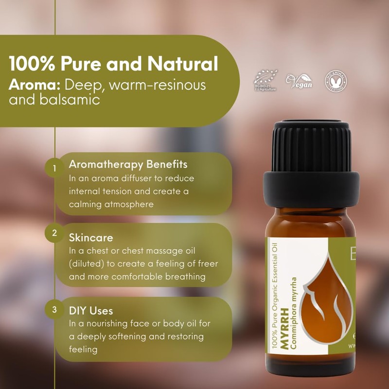 Essences Bulgaria Organic Myrrh Essential Oil 10ml | Commiphora myrrha