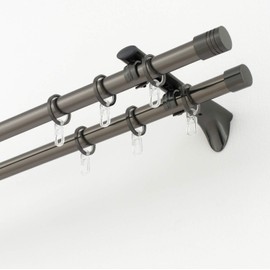 GARDINIA Chicago Series Universal Wall Bracket with Ring and Cross Adaptor for Curtain Rods Diameter 20 mm Metal Titanium