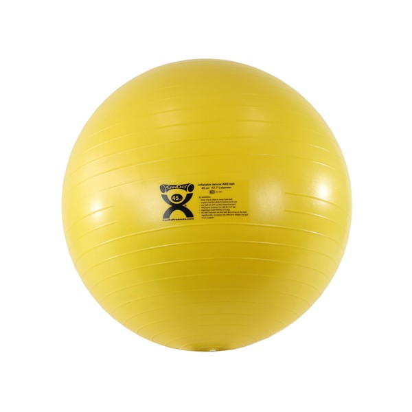 CanDo Inflatable Exercise Ball - Yellow 17.7", Durable Extra Thick Non-Slip Stability Ball for Core Workouts, Yoga, Pilates, Active Seating, Physical Therapy, Pregnancy, Home Gym, Flexibility