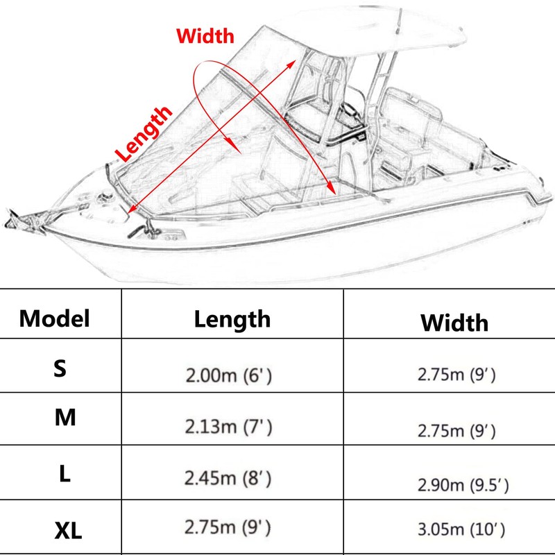 TeBaisea T-Top Bow Shade for Boats Cover (6 * 9')