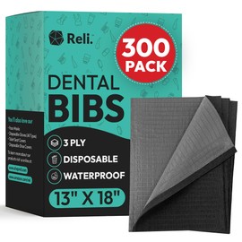 Reli. Black Dental Bibs (300 Pack) | 13"x18" Dental Bibs Disposable for Patients, Dentists | 3-Ply Waterproof, Disposable Sheets for Medical Tray Cover, Nail Mat, Tattoo Shop