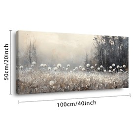 Lasdel Modern Dandelion Landscape Wall Art for Living Room Office White Brown Gray Canvas Painting Prints Large Scenic Nature Artwork Dining Room Kitchen Bathroom Hallway Bedroom Decor (20x40 Inches)