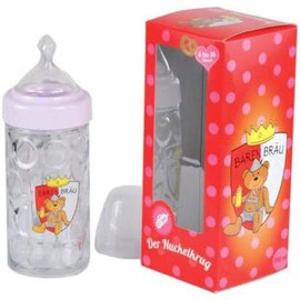 Bavarian Dummy Bottle with Handle as a Teat Jug with Bear Brew Print 250 ml Red Great Gift