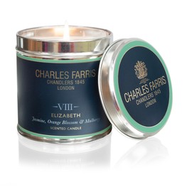 Charles Farris Luxury Scented Candle – Tin, Hand-Poured, Long Lasting, Clean Burning, 300g / 10.5oz, Burns for up to 40 Hours, Made in England – Orange Blossom, Jasmine & Green Mulberry – Elizabeth
