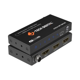 J-Tech Digital HDMI Splitter 1 in 2 Out 4K@60Hz, 1x2 HDMI Splitter for Duplicate/Mirror Screen 4K to 1080P Downscaling Function 3 EDID Settings (JTECH-SP12M18G)