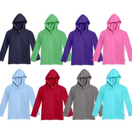 Made in USA Big Boys and Girls Hooded Long Sleeve Rashguard for Sun Protection Beach Pool Swimming Tee, Purple, 16