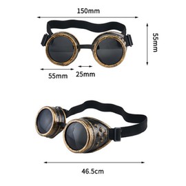XKONG Steampunk Goggles Glasses，Motorcycle Goggles Lenses Ocular Loupe for Party Steampunk Rave Glasses Festival Goggles (golden)
