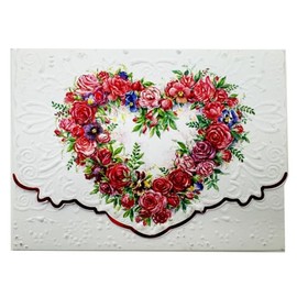 Rose Heart Valentine Day Love Portfolio Boxed Note Cards by Carol Wilson. 10 embossed 4x5 Die-Cut Notecards and Matching Envelopes in Decorative Gift Box with Magnetic Flap. NCP2149