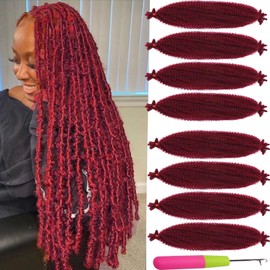 KYNLEY 8 Packs Red Marley Hair 30 Inch Burgundy Springy Afro Twist Hair Kinky Marley Twist Braiding Hair BUG Wrapping Hair For Soft Locs