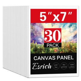 ESRICH 5x7IN Small Canvases for Painting, 30 Pack Mini Canvas Boards for Painting Canvas Primed Acid Free Mini Blank Canvas Panels for Oil Paint,Watercolor,Acrylic Paint,Gouache&Tempera.