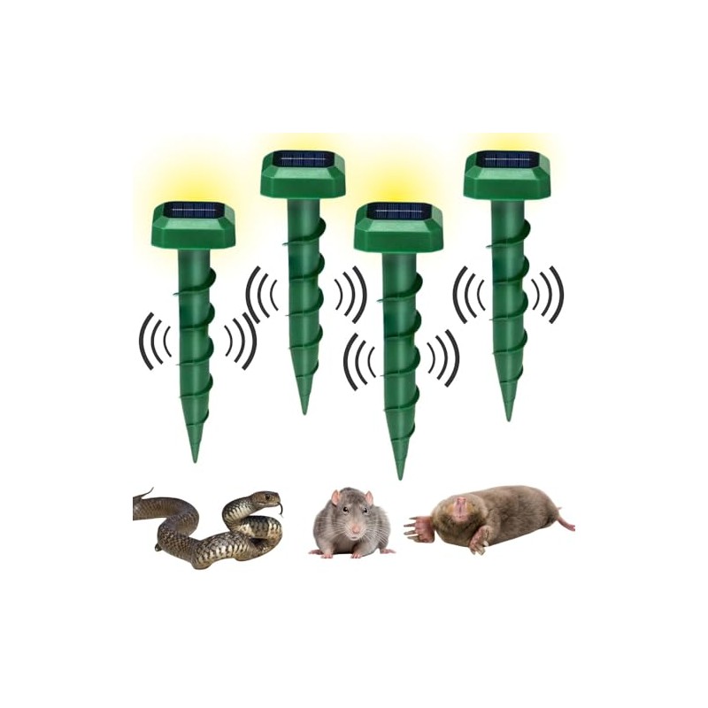Solar Ultrasonic Pest Repellent for Yard, 4 Pack Deterrent for