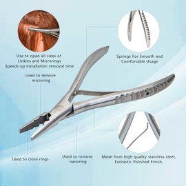 Hair Extensions Pliers 2-Hole Hair Pliers Hair Extension Tool kit for Micro Ring Hair Extensions Opener and Removal