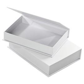 folia 3313 - Pappschachteln "Klappdeckel-Boxen" 2 Stück in 2 verschiedenen Größen, in weiß, ideal zum Bekleben, Bemalen und Verzieren