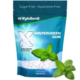 XyloBurst Gum | Xylitol Chewing Gum | Sugar Free, Gluten Free, Keto Friendly | Aspartame Free Gum For Oral Health | Wintergreen | 500-Count Bag