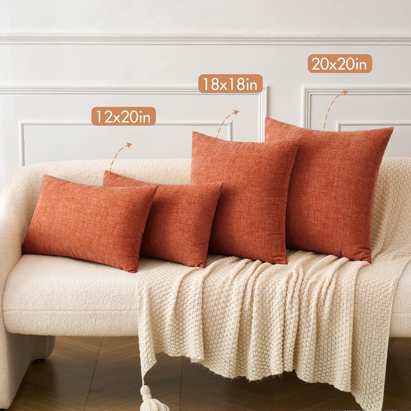 MIULEE Pack of 2 Fall Burnt Orange Throw Pillow Covers