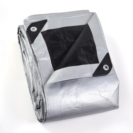 GUARD SHIELD Heavy Duty Tarp Waterproof 16x16 Feet Silver/Black Large Outdoor Tarps Cover 12mil