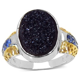 Bonyak Jewelry Genuine Round Tanzanite and Tanzanite Ring in Sterling Silver - Size 9.00