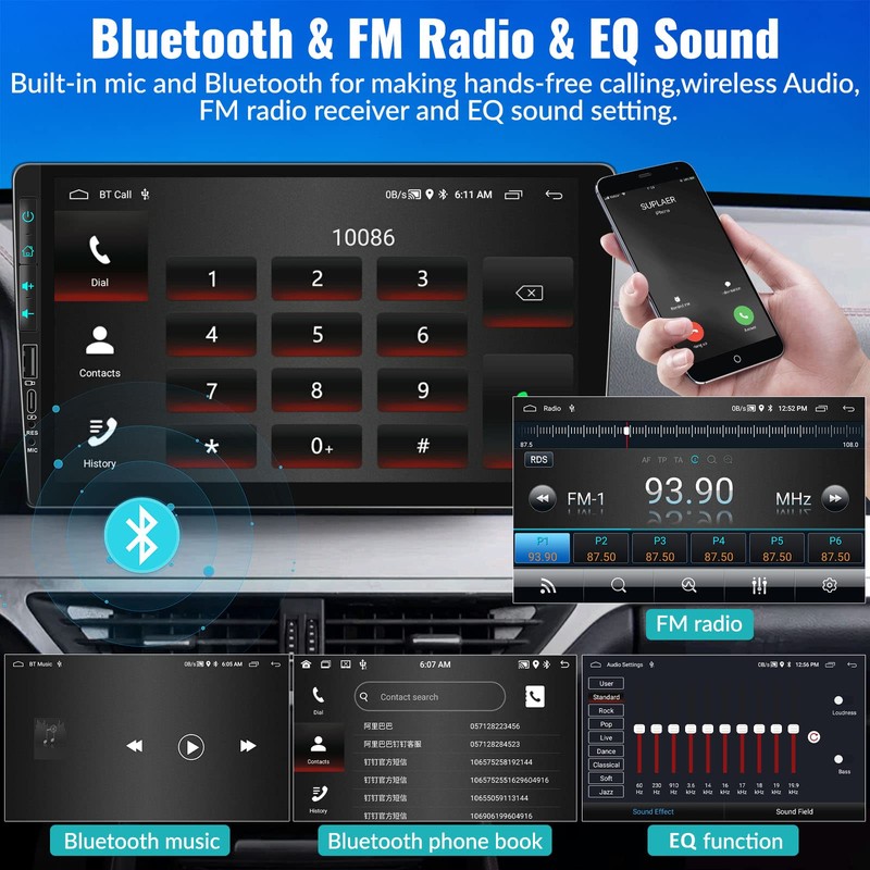 UNITOPSCI 9 Inch Double Din Android Car Stereo with Wireless