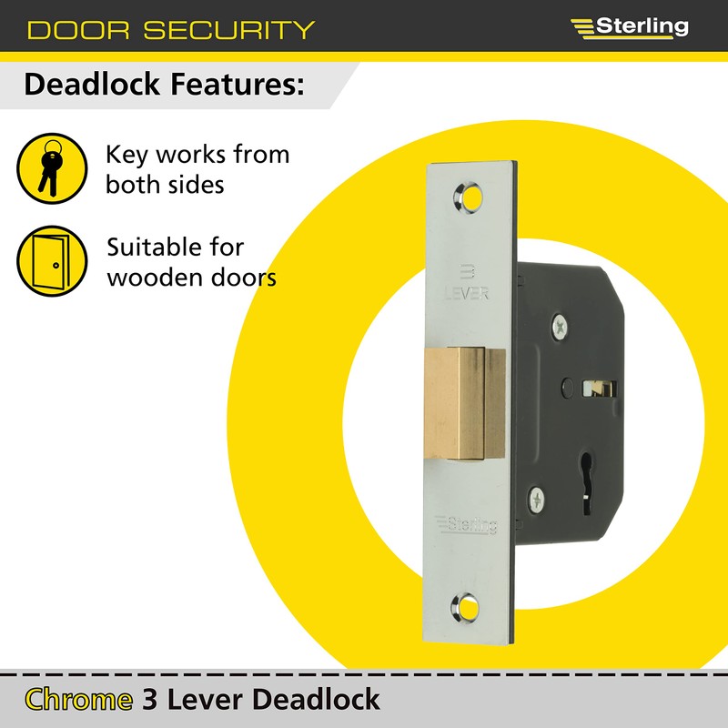 Sterling MLD325N 2.5-inch/65mm 3-Lever Deadlock - Nickel