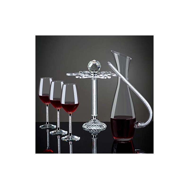 Elegant Desktop Crystal Glass Stemware Rack/Rotate 8 Wine Glass Storage