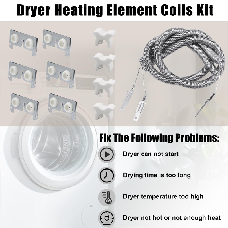 WE11M23 WE11X10007 Dryer Heating Element Kit with 2 Coils 6