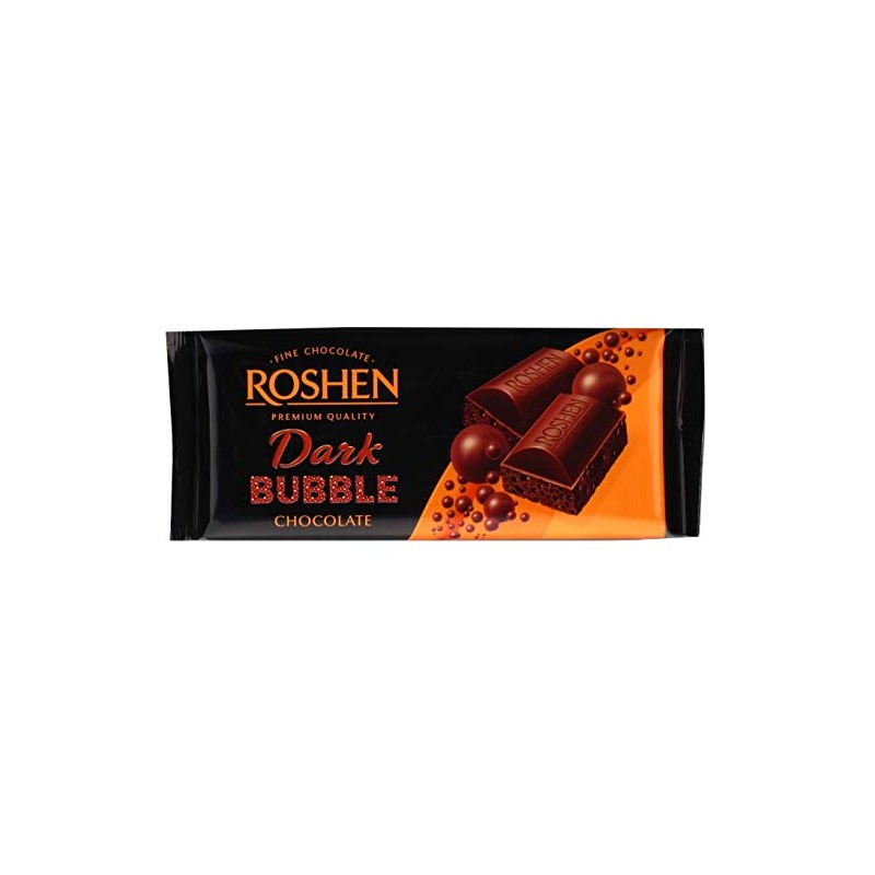 Roshen "Aerated" Fine Dark Chocolate Bar, (2.82 oz/80 grams) Pack