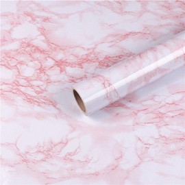 practicalWs 15.7 in × 118 in White Pink Marble Stick Paper Peel and Stick Countertops Self-Adhesive Vinyl Watertight Wallpaper Great As Cabinets Drawer Shelf Wall Crafts Wall Paper Decorations