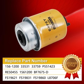 156-1200 Fuel Water Separator Filter Compatible with CAT 216B 226B3 257B 247B3 414E 416E 420F 901C 902C 903C Replace 33531 33759 P551423 RE50455 1561200 BF7675-D FS19621 FS19831 FS19860 L8706F(2 PCS)